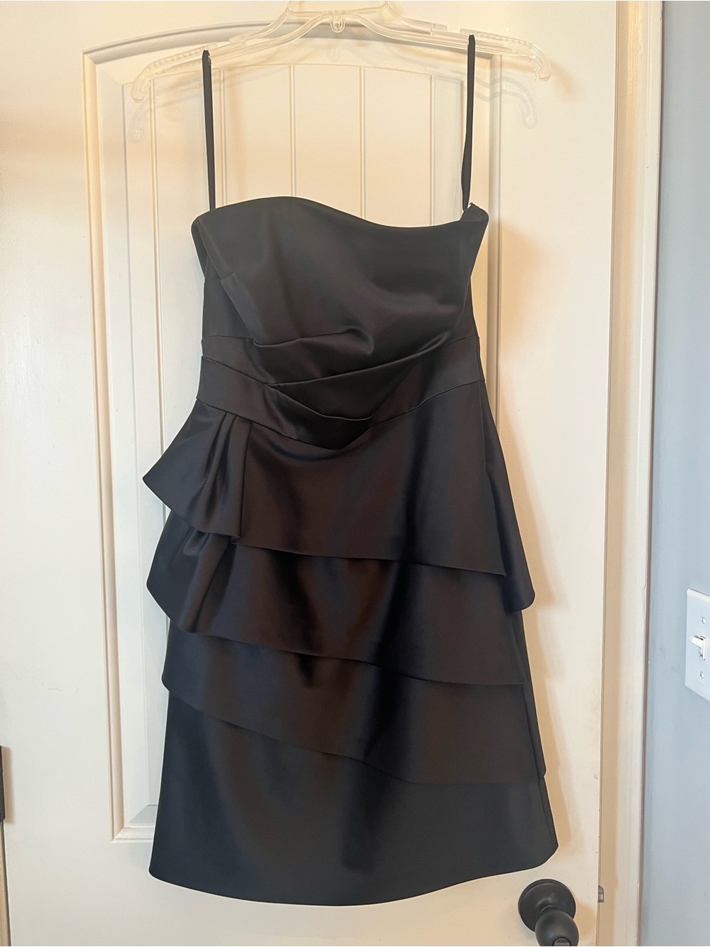 White House Black Market Elegant Black Tiered Strapless Dress